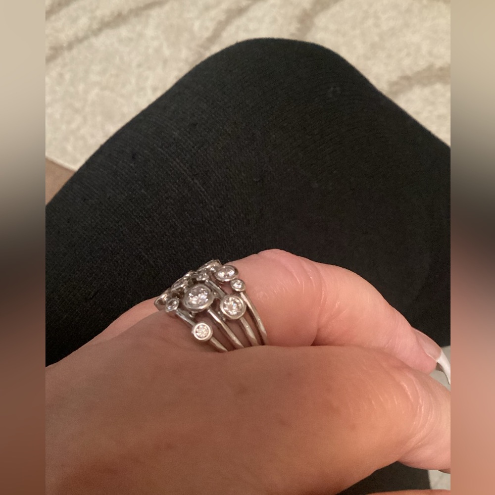 Sterling Silver Ring With Diamond Simulates. - image 3